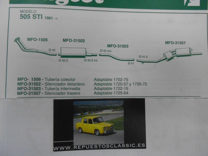 1506 P7 TUBERIA SALIDA COLECTOR ESCAPE PEUGEOT 505 STI , COVADONGA GL/GR/SR 81->
