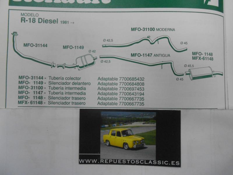 61148 P7 SILENCIOSO TRASERO RENAULT 18 1.6/2.0/2.1D 81-> , WALKER 01718