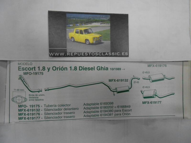 19175 P7 TUBERIA SALIDA COLECTOR ESCAPE FORD ESCORT, ORION 1.8 DIESEL GHIA 89-> WALKER 13786