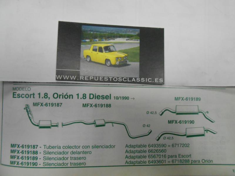 619187 P7 TUBERIA SALIDA COLECTOR ESCAPE CON SILENCIOSO FORD ESCORT, ORION 1.8 DIESEL 90-> WALKER 70210