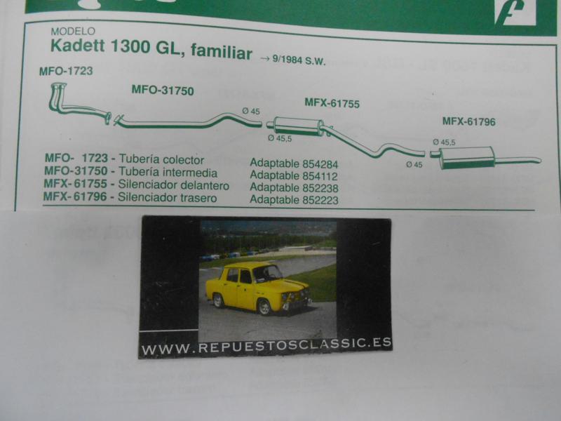 61755 P8 SILENCIOSO INTERMEDIO OPEL KADETT E 1.3 FAMILIAR