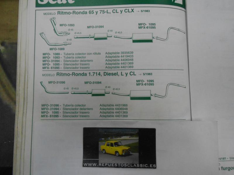 1095 P9 SILENCIOSO TRASERO SEAT RITMO - RONDA 65, 75, 1.7 DIESEL 83->