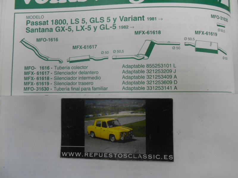 1616 P9 TUBERIA SALIDA COLECTOR DE ESCAPE VOLKSWAGEN PASSAT - SANTANA 1.8 81->