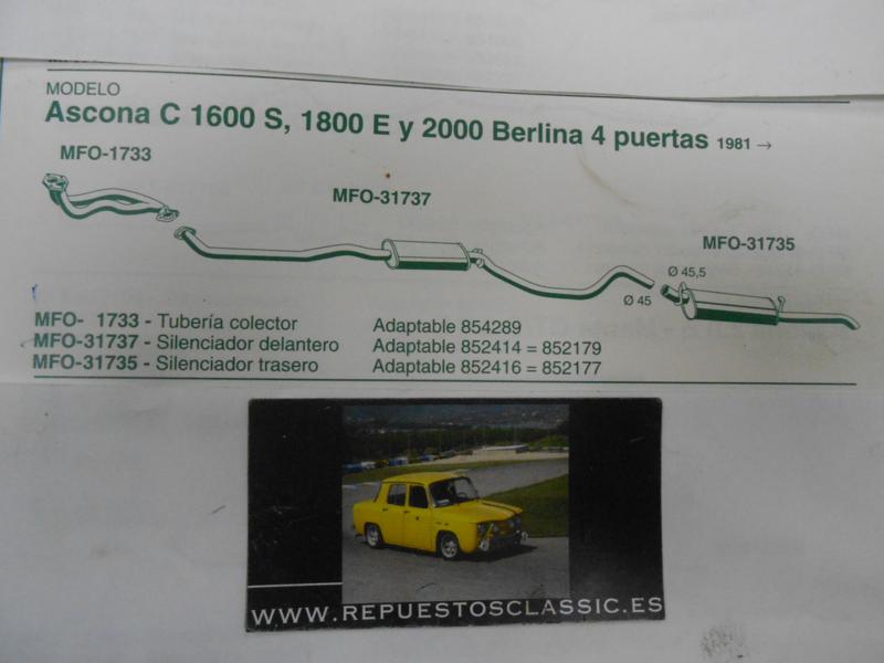 31735 P9 SILENCIOSO TRASERO OPEL ASCONA C 1.3/1.6/1.8/2.0 BERLINA 4P 81->