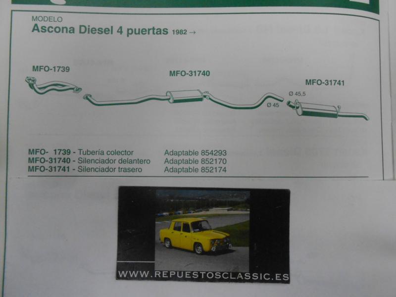 31741 P9 SILENCIOSO TRASERO OPEL ASCONA C 1.3/1.6/1.8/1.6 DIESEL 4 PUERTAS 82->