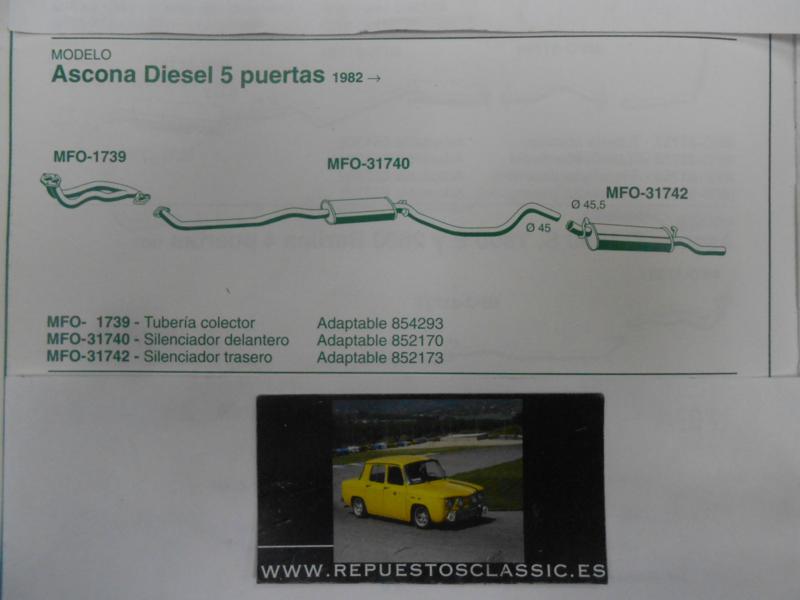 31742 P9 SILENCIOSO TRASERO OPEL ASCONA C 1.6 DIESEL 5 PUERTAS 82->