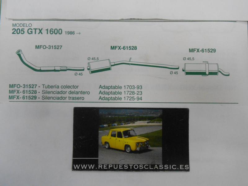 61529 P9 SILENCIOSO TRASERO PEUGEOT 205 1.6/1.9 GTI , WALKER 70365