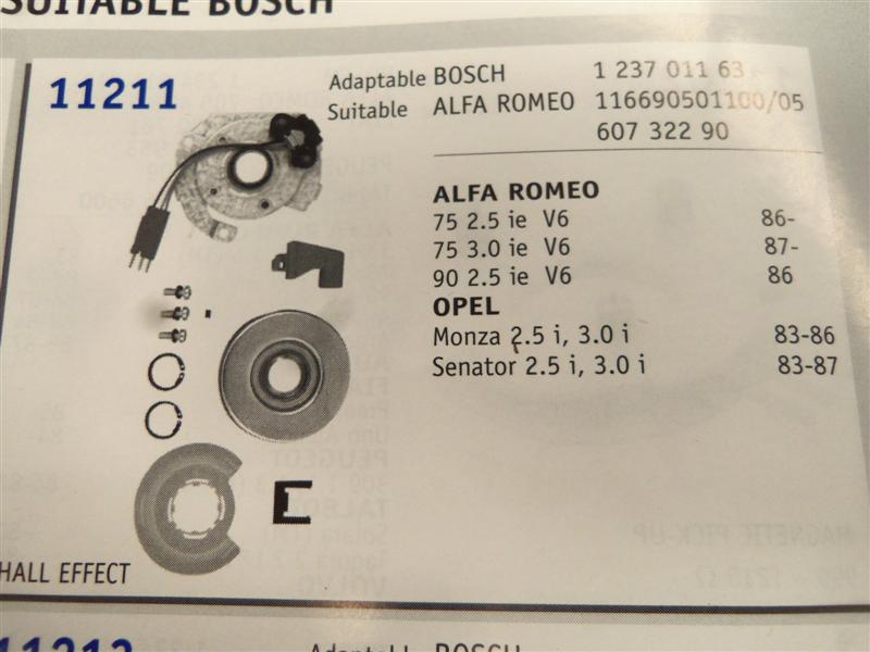 11211 CAPTADOR DE IMPULSOS ALFA ROMEO 75, 90 . OPEL MONZA, SENATOR