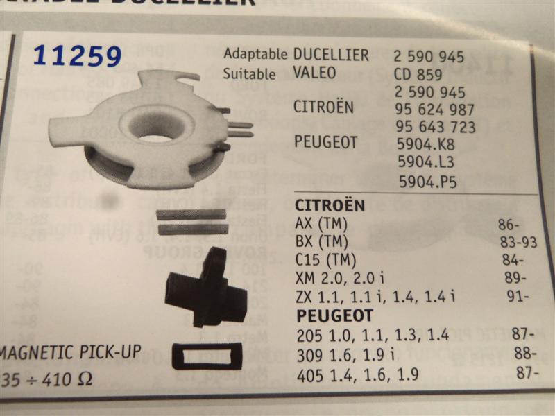 11259 CAPTADOR DE IMPULSOS  CITROEN AX,BX,C15,XM,ZX. PEUGEOT 205,309,405