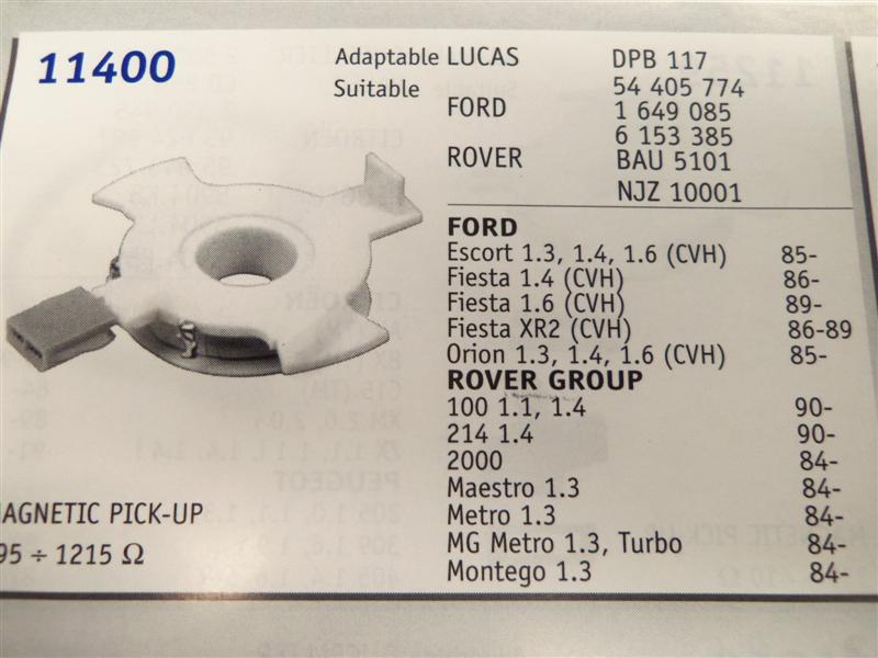 11400 CAPTADOR DE IMPULSOS FORD ESCORT,FIESTA,ORION.  ROVER 100,214,2000,MAESTRO,METRO,MG METRO,MONTEGO
