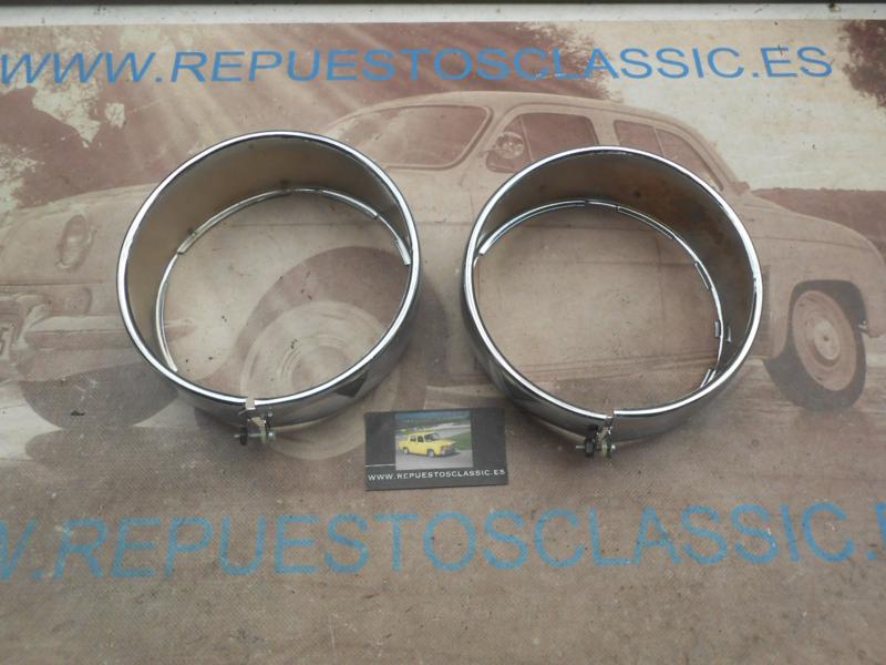 BI160 JUEGO BISELES OPTICAS FAROS SEAT 600 E, L, ANTIGUO STOCK HIERRO CROMADO