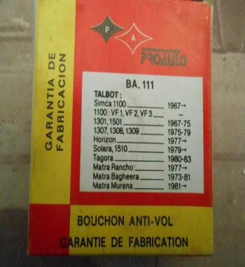 T82 TAPON DEPOSITO COMBUSTIBLE CON LLAVE SIMCA 1200, TALBOT HORIZON, SOLARA, TAGORA, MATRA (BA111)