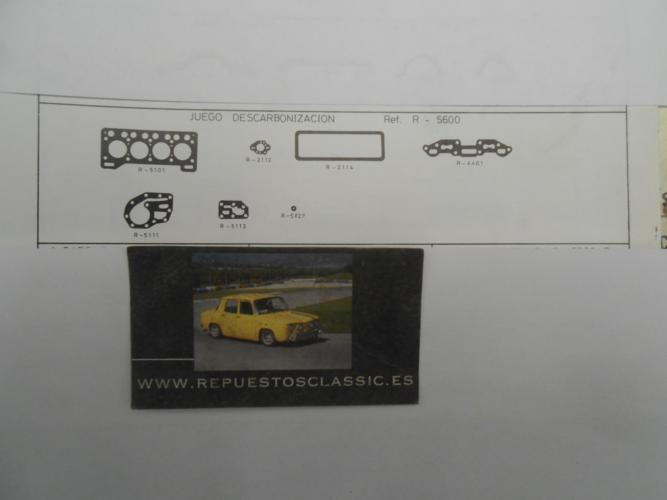 JM05 JUEGO JUNTAS CULATA RENAULT 4, 5, 6, 7, 8, 9, 10, 11, 12, 18, MOTOR SIERRA 1300cc
