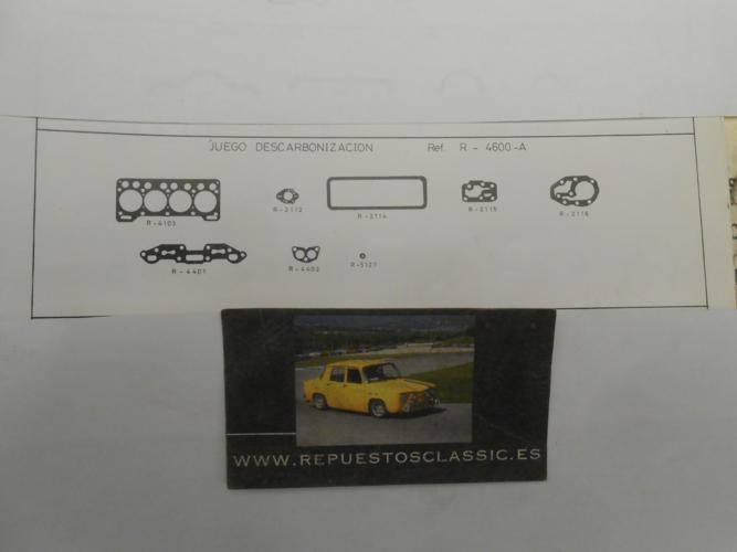 JM07 JUEGO JUNTAS CULATA RENAULT 4, 5, 6, 7, 8, 9, 10, 11, 12, 18, MOTOR SIERRA 1400cc