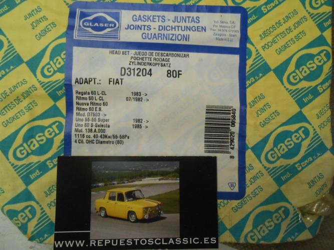 JM71 JUEGO JUNTAS CULATA FIAT REGATA, RITMO, UNO 1.1, REF. D31204-00