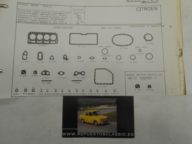 JM139 JUEGO JUNTAS MOTOR COMPLETO CITROEN CX 2400, REF. D30713