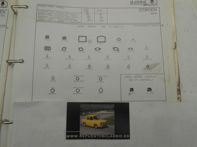 JM140 JUEGO JUNTAS MOTOR COMPLETO CITROEN GS X2 1222cc., GSA X3 1299cc., REF. D30460