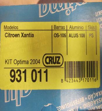 BAC46 931011 KIT OPTIMA SOPORTES FIJACION BACA-BARRAS DE TECHO CRUZ, CITROEN XANTIA 93>01 (PARA BARRAS OS-105, ALUS-108)