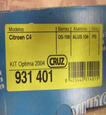 BAC58 931401 KIT OPTIMA SOPORTES FIJACION BACA-BARRAS DE TECHO CRUZ, CITROEN C4 (PARA BARRAS OS-105, ALUS-108)