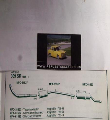 61532 P4 SILENCIOSO INTERMEDIO PEUGEOT 309 SR (86>)