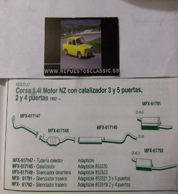 617149 P5 SILENCIOSO INTERMEDIO OPEL CORSA 1,2 1,4 CON CATALIZADOR MOTOR NZ (92>)