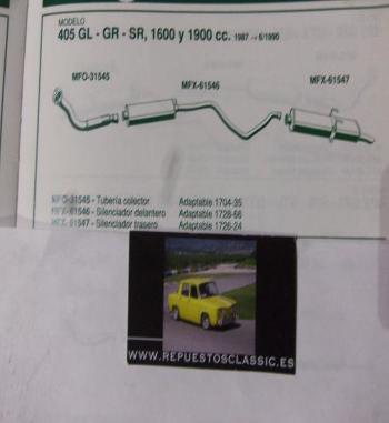 61547 P6 SILENCIOSO FINAL PEUGEOT 405 GL,GR,SR,1,6 Y 1,9  (87>6/90)