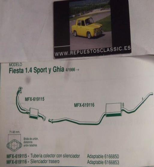 319115 P6 SALIDA COLECTOR CON SILENCIOSO FORD FIESTA 1,4 SPORT Y GHIA (4/86>)