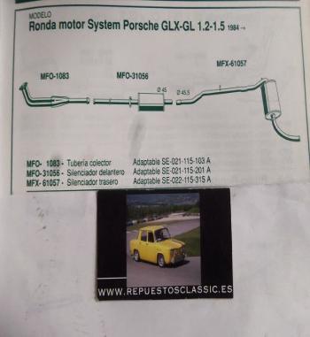 1083 P6 +P1P FONOS SALIDA COLECTOR SEAT IBIZA, RONDA GL, GLX SYSTEM PORSCHE (84>)
