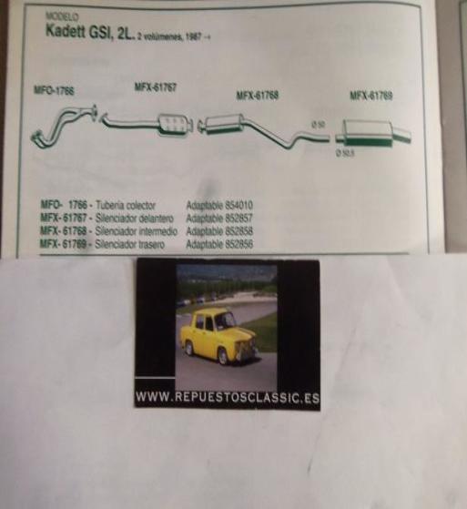 61767 P6 SILENCIOSO DELANTERO OPEL KADETT GSI 2.0 (87>)