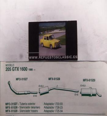 61528 P6 SILENCIOSO INTERMEDIO PEUGEOT 205 GTX 1.6 (86>)