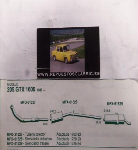61528 P6 SILENCIOSO INTERMEDIO PEUGEOT 205 GTX 1.6 (86>)