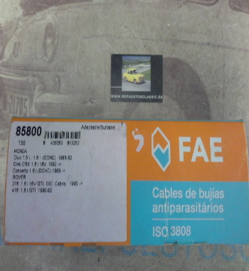 CB94P1 JUEGO CABLES DE BUJIAS FAE 85480 HONDA CIVIC, CONCERTO, CRX, ROVER 200, 400