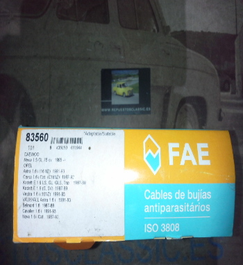 CB105P1 JUEGO CABLES DE BUJIAS FAE 83560 OPEL ASCONA, CORSA, KADETT, DAEWOO NEXIA 1.3/1.6