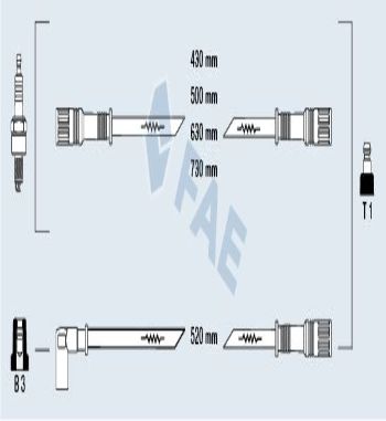 CB121P1 JUEGO CABLES DE BUJIAS FAE 83890 FIAT PANDA, UNO, TIPO, LANCIA Y10 1.0/1.1 FIRE
