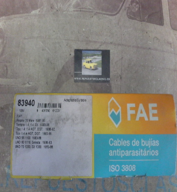 CB123P1 JUEGO CABLES DE BUJIAS FAE 83940 FIAT UNO, REGATA, TIPO, TEMPRA, LANCIA DELTA  1.1/1.3/1.4