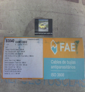 CB124P1 JUEGO CABLES DE BUJIAS FAE 83040 TEMPRA, TIPO, UNO, LANCIA DEDRA, DELTA, TALBOT SAMBA