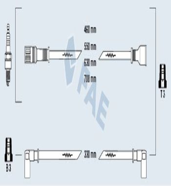 CB124P1 JUEGO CABLES DE BUJIAS FAE 83040 TEMPRA, TIPO, UNO, LANCIA DEDRA, DELTA, TALBOT SAMBA