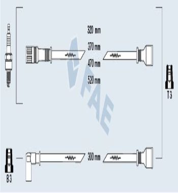 CB142P1 JUEGO CABLES DE BUJIAS VOLKSWAGEN PASSAT/SANTANA 1.3/1.6/1.8 85->, AUDI 80 1.3/1.5/1.6 85-> REF. 84620 - 83660