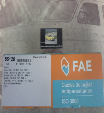 CB154P1 JUEGO COBLES DE BUJIAS FAE 85120 FORD ESCORT, ORION, FIESTA, MONDEO 1.6i/1.8i/2.0i 16v ZETEC 92->