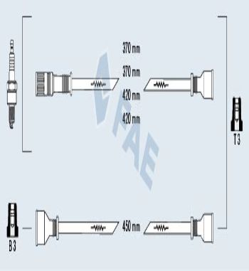 CB173P1 JUEGO CABLES DE BUJIAS FAE 83140 RENAULT 4, 5, 6, 7, 8, 10, 12, 18, SIMCA 1200, LANCIA Y10, FIAT UNO, INNOCENTI ELBA, NI