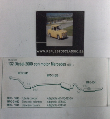 1040 FONOS SILENCIOSO INTERMEDIO SEAT 132 DIESEL MOTOR MERCEDES 79->
