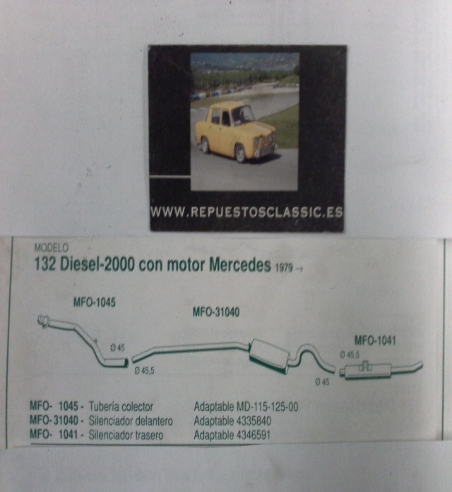 1040 FONOS SILENCIOSO INTERMEDIO SEAT 132 DIESEL MOTOR MERCEDES 79->