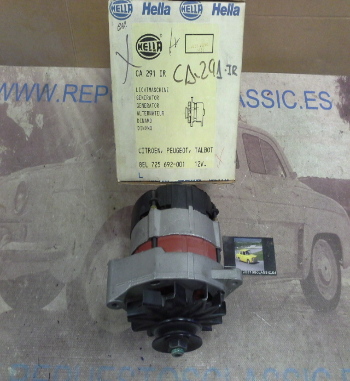 CA291IR ALTERNADOR HELLA 8EL725692001 CITROEN BX, LNA, VISA, C15, TALBOT SAMBA, PEUGEOT 104, 205 (14v. 50A)