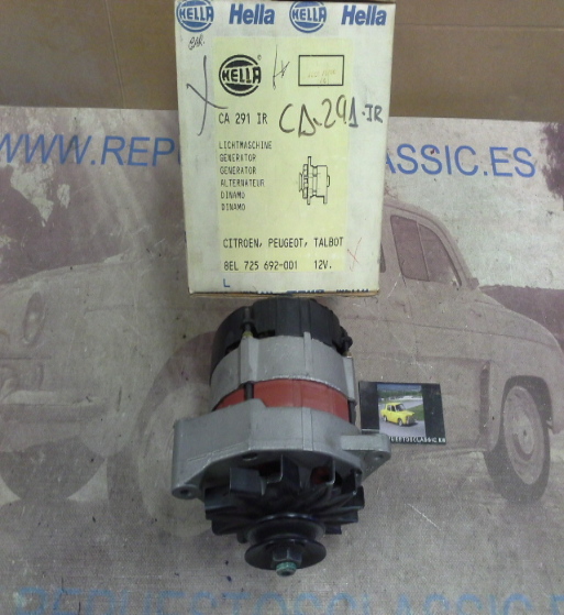 CA291IR ALTERNADOR HELLA 8EL725692001 CITROEN BX, LNA, VISA, C15, TALBOT SAMBA, PEUGEOT 104, 205 (14v. 50A)