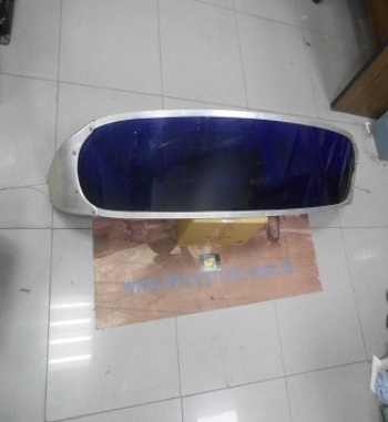 OFI VISERA CAMION, FURGONETA ALUMINIO Y PLEXIGLAS AZUL 127x23 CM NUEVO DE ANTIGUO STOCK