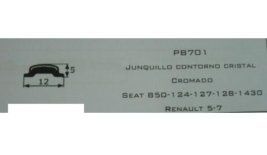 PB701 BISEL CROMADO PARABRISAS Y LUNETA POR METROS RENAULT 5, 7 SEAT 850, 127, 124, 128, 1430
