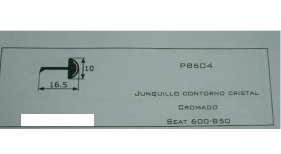 PB604 BISEL CROMADO CRISTALES LATERALES TRASEROS SEAT 600, 850 POR METROS