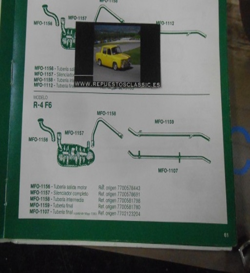 1159 TUBERÍA SALIDA ESCAPE R-4 F6 HASTA FEBRERO DE 1983