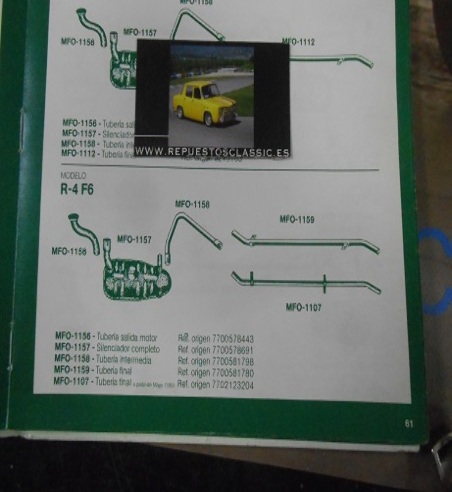 1159 TUBERÍA SALIDA ESCAPE R-4 F6 HASTA FEBRERO DE 1983