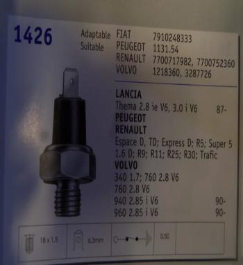 1426 MANOCONTACTO PRESION ACEITE FIAT, PEUGEOT, RENAULT, VOLVO